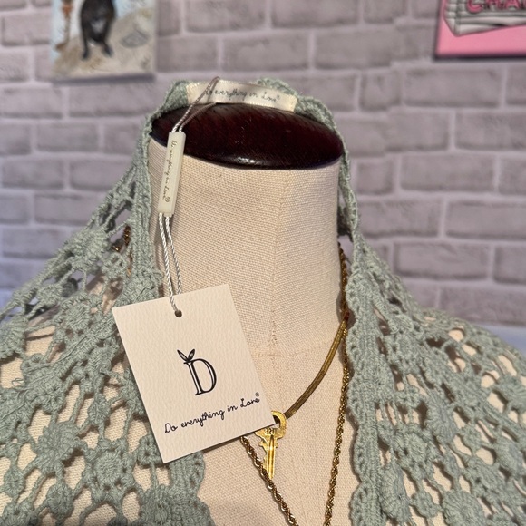 Crochet Cardigan Do Everything in Love Sage one size up to Large - Picture 3 of 6